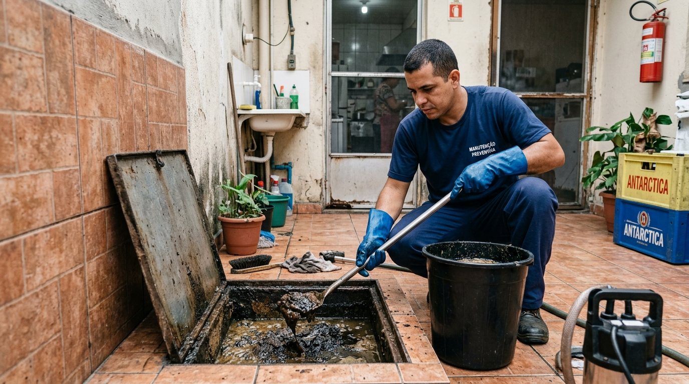 Limpeza de Caixa de Gordura com Equipe em Mogi das Cruzes‑SP